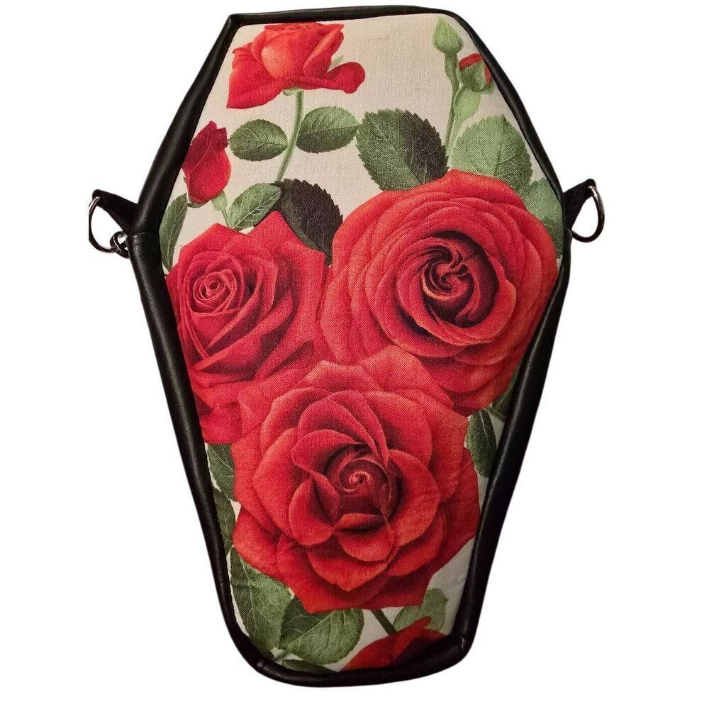 Custom Rose Print Crossbody Coffin Bag with Matching Coin Purse